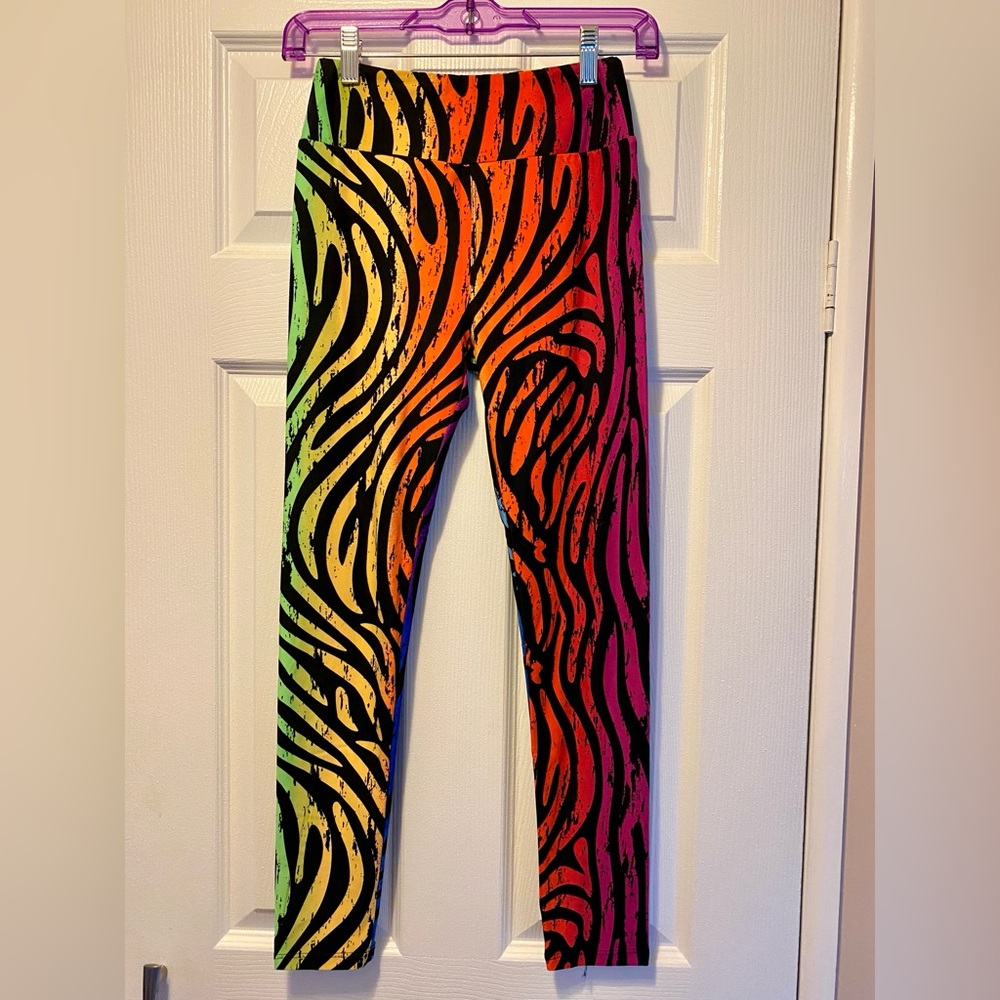 Vibrant Zebra Print Rainbow Women’s LuLaRoe Leggings